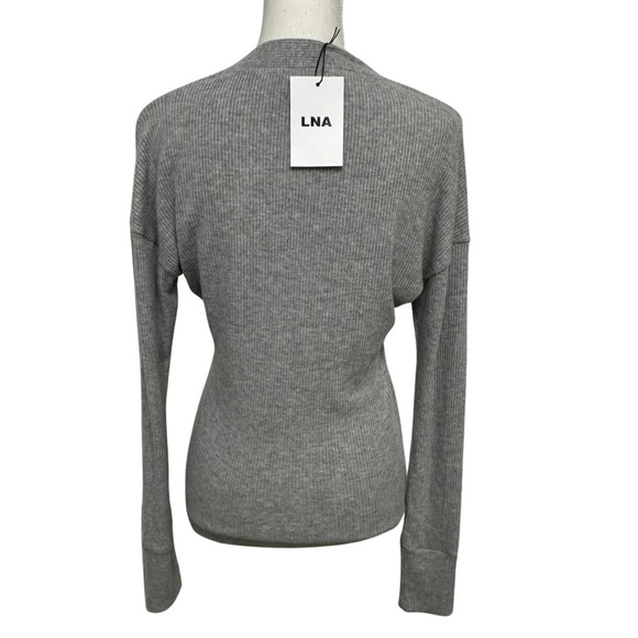 LNA REVOLVE Brushed Ribbed Cardigan Sweater Grey SZ XSmall NEW WITH TAG - Picture 7 of 8